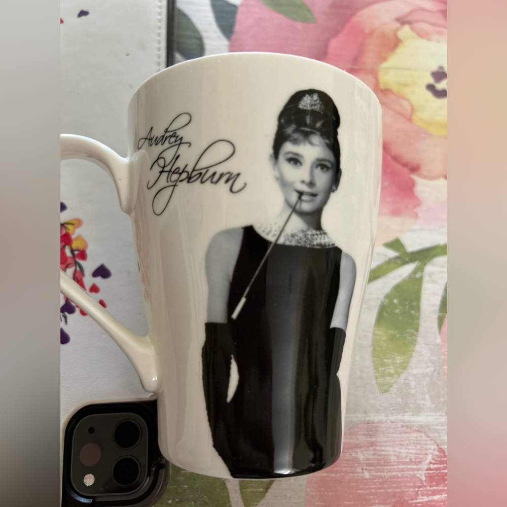 Elegant Black and White Audrey Hepburn Mug
